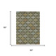 5' X 8' Olive Green And Green Geometric Washable Indoor Outdoor Area Rug