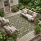 8' X 10' Olive Green And Green Geometric Washable Indoor Outdoor Area Rug