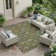 10' X 14' Olive Green And Green Geometric Washable Indoor Outdoor Area Rug