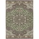 3' X 5' Olive Green And Green Oriental Washable Indoor Outdoor Area Rug