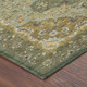 8' Olive Green And Green Round Oriental Washable Indoor Outdoor Area Rug