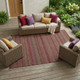 10' X 14' Burgundy And Red Striped Washable Indoor Outdoor Area Rug