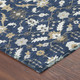 8' Navy Blue And Blue Round Oriental Washable Indoor Outdoor Area Rug