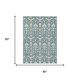 5' X 8' Teal Blue And Silver Oriental Washable Indoor Outdoor Area Rug