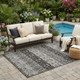 5' X 8' Black And Graphite Oriental Washable Indoor Outdoor Area Rug