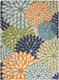 9' X 12' Blue And Orange Indoor Outdoor Area Rug