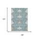 10' X 14' Teal Blue And Silver Oriental Washable Indoor Outdoor Area Rug