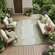 8' X 10' Green And Ivory Floral Washable Indoor Outdoor Area Rug