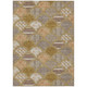 3' X 5' Walnut And Gold Geometric Washable Indoor Outdoor Area Rug