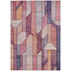 5' X 8' Pink And Mauve Geometric Washable Indoor Outdoor Area Rug