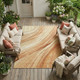 9' X 12' Salmon And Orange Abstract Washable Indoor Outdoor Area Rug