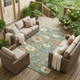 9' X 12' Green And Brown Floral Washable Indoor Outdoor Area Rug