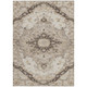 10' X 14' Beige And Brown Floral Medallion Washable Indoor Outdoor Area Rug