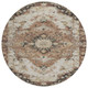 8' Orange And Ivory Round Floral Medallion Washable Indoor Outdoor Area Rug