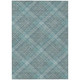 9' X 12' Teal Blue And Silver Plaid Washable Indoor Outdoor Area Rug