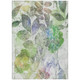 9' X 12' Green And Ivory Botanical Leaves Washable Indoor Outdoor Area Rug
