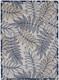 10' X 13' Ivory And Blue Indoor Outdoor Area Rug