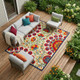 9' X 12' Red And Ivory Indoor Outdoor Area Rug