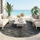 8' Black And Graphite Round Animal Print Washable Indoor Outdoor Area Rug
