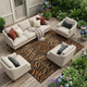 10' X 14' Rust And Orange Animal Print Washable Indoor Outdoor Area Rug