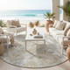 8' Ivory And Silver Round Abstract Washable Indoor Outdoor Area Rug