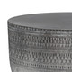 18" Silver Distressed Iron Round Drum End Table