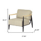 28" Beige Black and Natural Upholstered Cushion and Solid Wood Arm Chair
