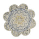 4' Beige Round Wool Floral Hand Tufted Area Rug