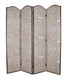 84" Tan Fabric Folding Four Panel Screen Room Divider