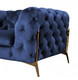 74" Blue And Gold Velvet Loveseat