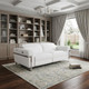 83" White Italian Leather USB Reclining Sofa With Chrome Legs