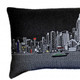 14" X 45" Dark Gray And White Hong Kong Nighttime Skyline Lumbar Decorative Pillow