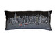 14" X 35" Dark Gray And White Hong Kong Nighttime Skyline Lumbar Decorative Pillow