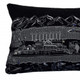 14" X 35" Dark Gray And White Homer Spit Nighttime Skyline Lumbar Decorative Pillow