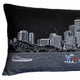 14" X 35" Dark Gray And White Minneapolis Nighttime Skyline Lumbar Decorative Pillow