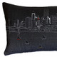 14" X 35" Dark Gray And White Portland Nighttime Skyline Lumbar Decorative Pillow
