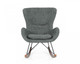 30" Gray and Brown Faux Fur Metal And Solid Wood Rocking Chair