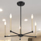 Black And Gold Candle Style Five Light Metal Dimmable Chandelier