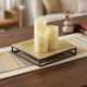 Set of Three Ivory Flameless Pillar Candles With Gold Holder