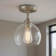 Nickel Shaded Metal Dimmable Flush Chandelier With Clear Shades