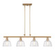 Gold Kitchen Island Four Light Metal and Seeded Glass Dimmable Chandelier With Clear Shades