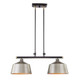 Black And Gray Kitchen Island Two Light Metal Dimmable Chandelier With Gray Shades