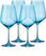 Set of Four Blue Crystal Balloon Bowl Stemmed Red Wine Glass