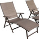Set of Two Brown Aluminum Six Position Adjustable Outdoor Chaise Lounges