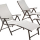 Set of Two Light Gray Aluminum Outdoor Folding Chaise Lounges