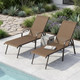 Set of Two Brown Aluminum Six Position Adjustable Outdoor Chaise Lounges