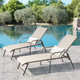 Set of Two Ivory Aluminum Six Position Adjustable Outdoor Stacking Chaise Lounges