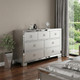 57" Platinum Solid and Manufactured Wood Seven Drawer Triple Dresser