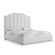 White Wood And Faux Leather Queen Bed Frame with USB