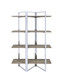 72" Natural And Silver Metal and Wood Four Tier Etagere Bookcase